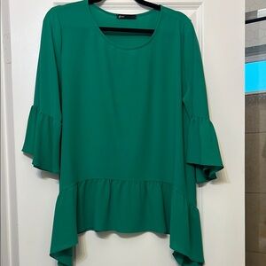 Green Ruffled Women's Top